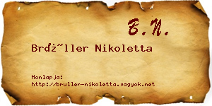 Brüller Nikoletta névjegykártya